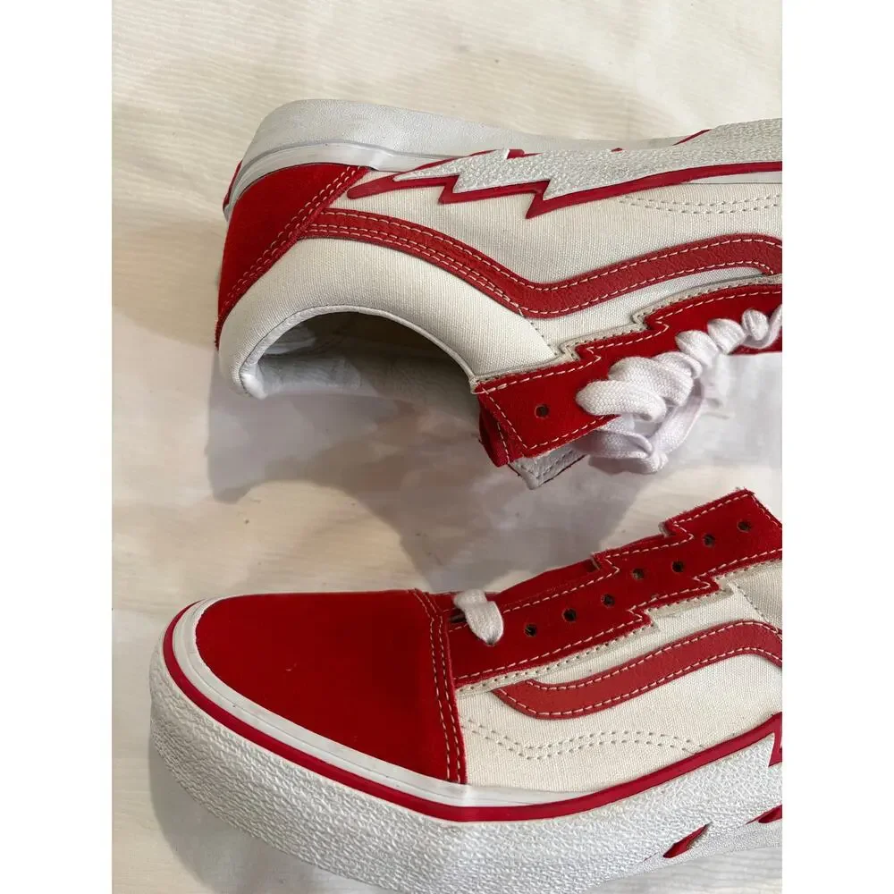Vans Old Skool Lightning Bolt Red True White Sneaker Size Mens 8.5 Womens 10